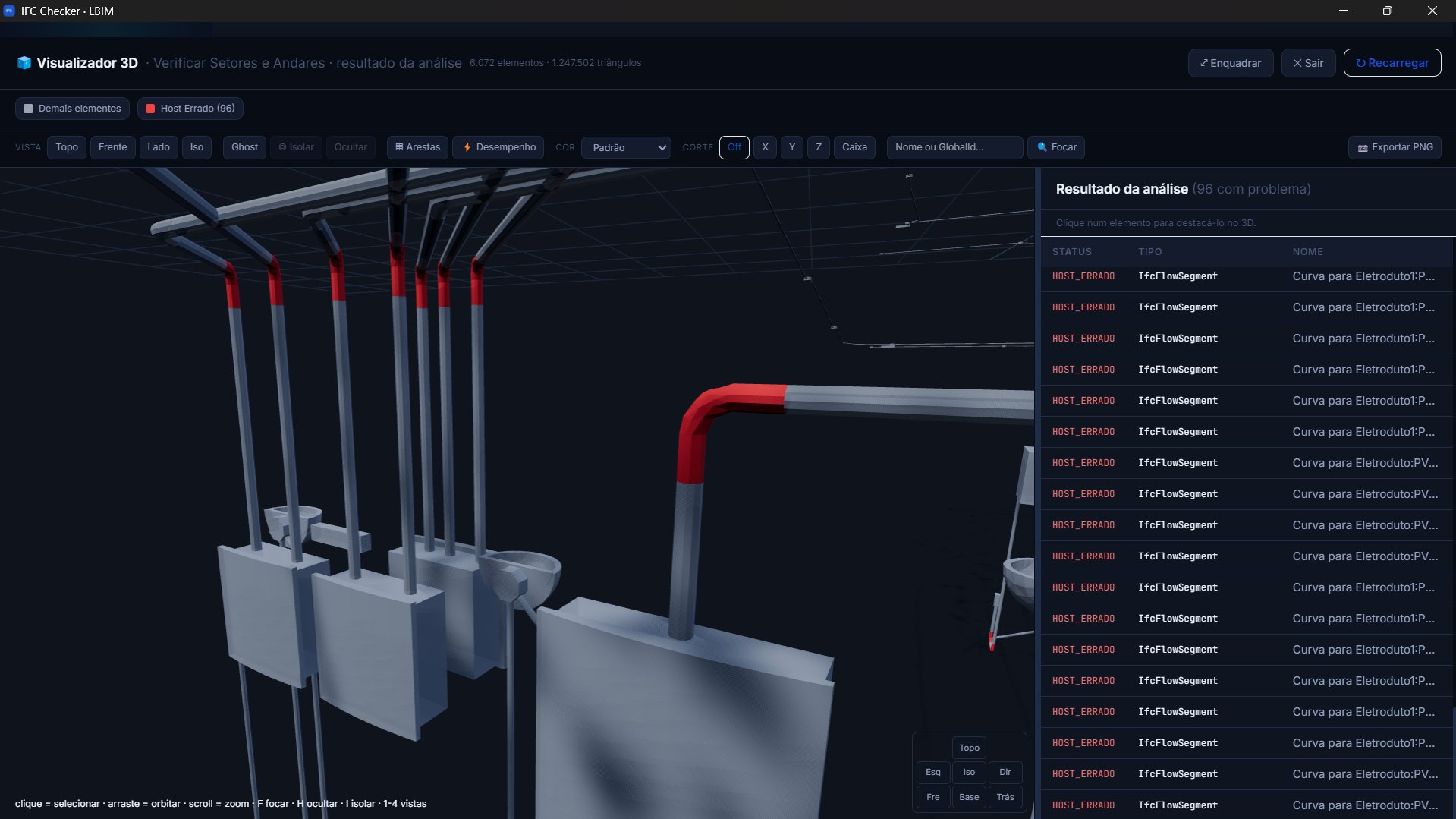 Verificação de setores e andares em 3D